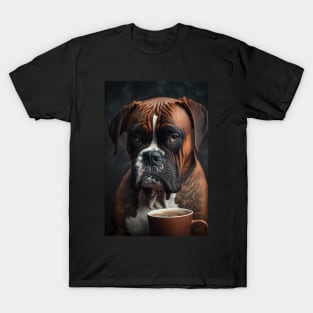 Brewed for the Tired Boxer: A Canine-Approved Print for Coffee Lovers T-Shirt